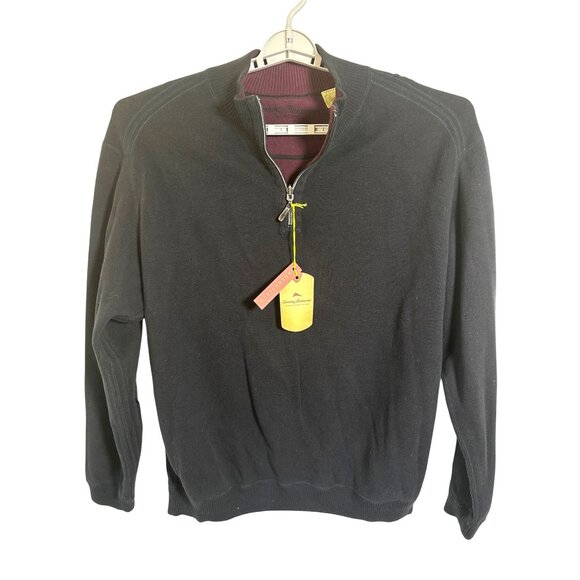 Tommy Bahama Flip Side Pro Half Zip Reversible Sweater Burg Black Size L NWT - Picture 10 of 13